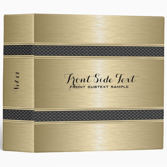 Golden Metallic Design Brushed Aluminum Look Binder (Front/Spine)