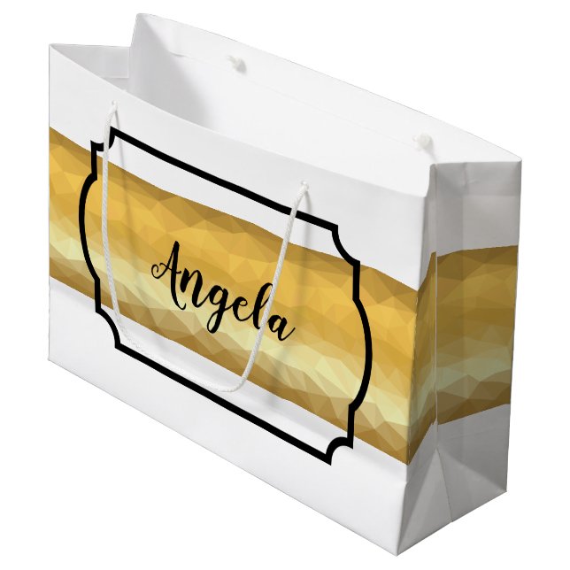 Golden metallic effect geometric design favor bag (Front Angled)
