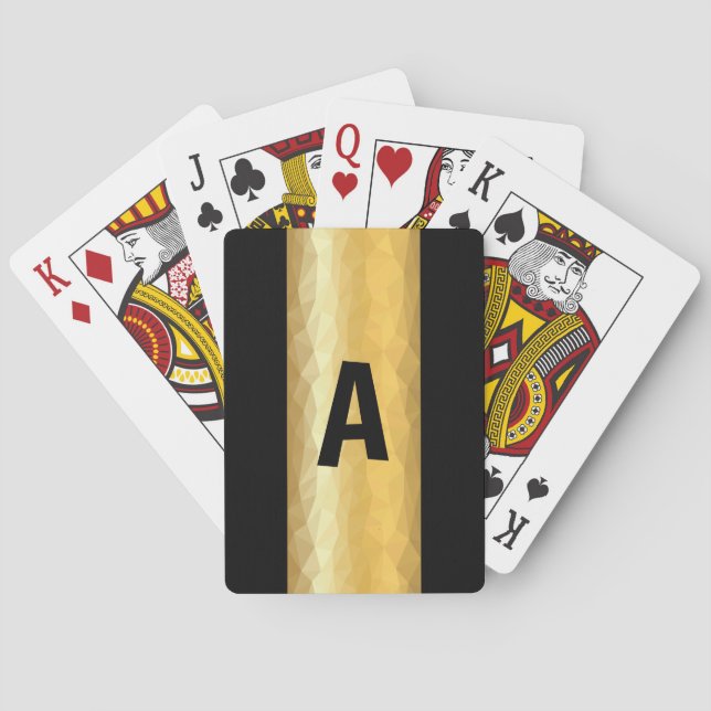 Golden metallic effect initial playing cards (Back)