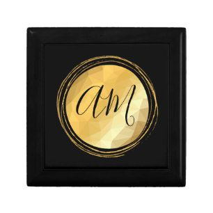 Golden metallic frame custom monogram letters gift box