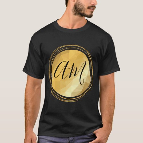 Golden metallic frame custom monogram letters T_Shirt