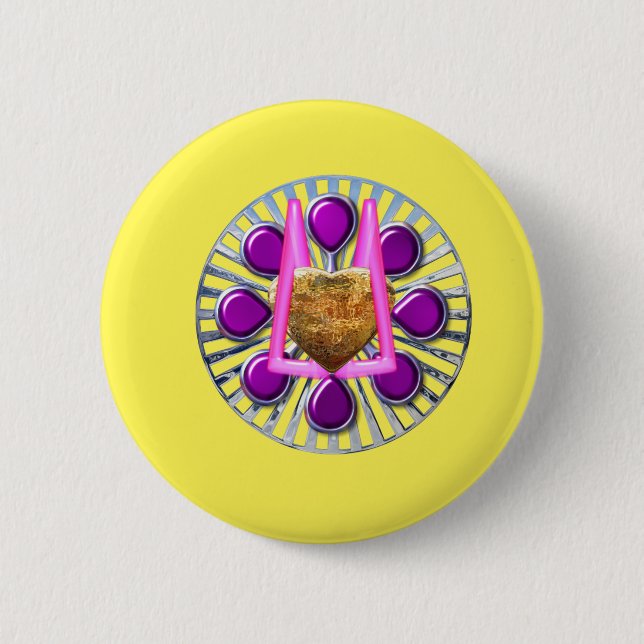 Golden Metallic Heart Stand Button (Front)