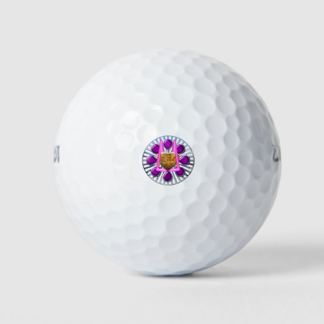 Golden Metallic Heart Stand Golf Balls (Front)