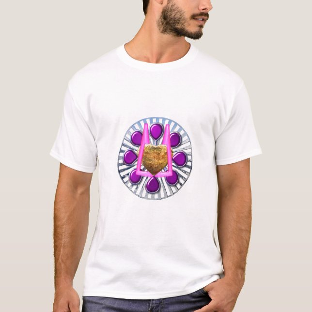 Golden Metallic Heart Stand T-Shirt (Front)