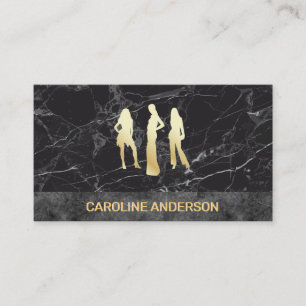 Golden Metallic Models   Black Marble Color Block Business Card