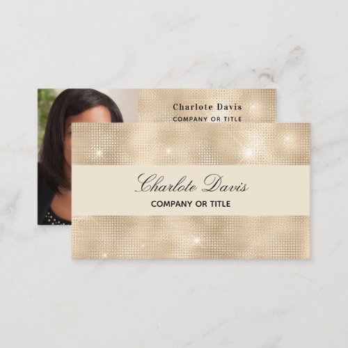 Golden metallic qr code profile photo business card