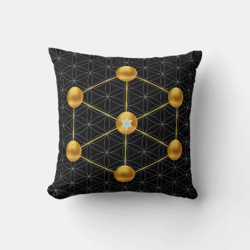 Golden Metatrons Cube Throw Pillow