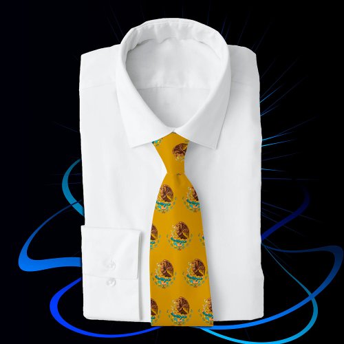 Golden Mexico Eagle fashion Tie Mexican Flag Neck Tie