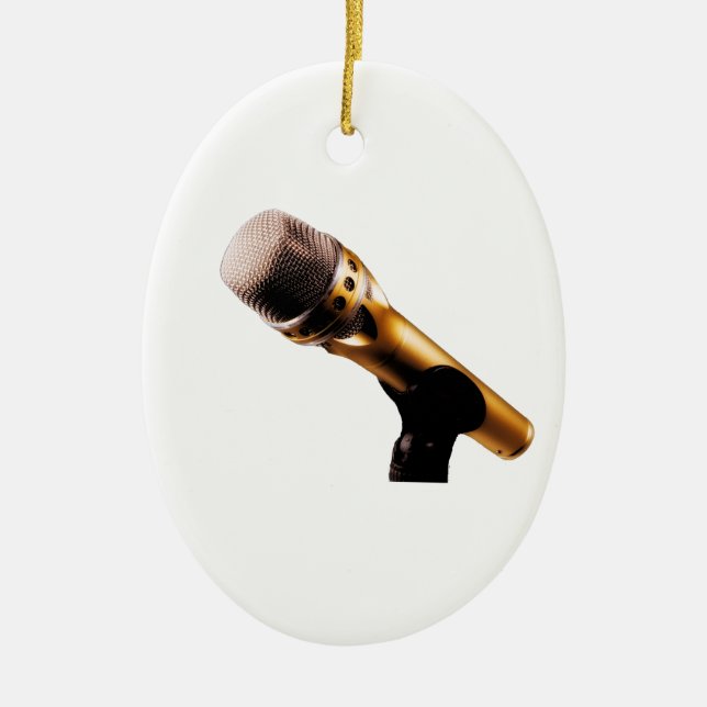 Golden Microphone Ceramic Ornament (Front)