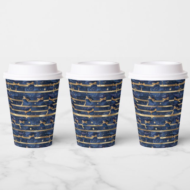 Golden Milestone: Starry Graduation Elegance Paper Cups (Multi)