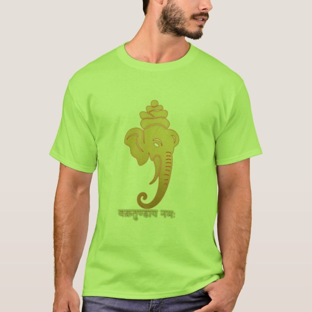 Golden Minimal Ganesha – Vakratundaya Namah T-Shirt (Front)