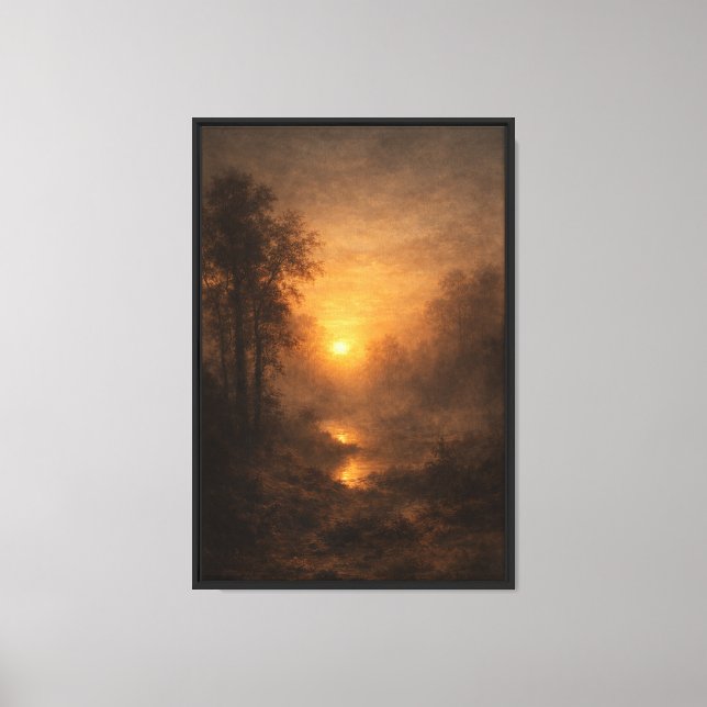 Golden Mist Sunset Landscape Canvas Print (Front)