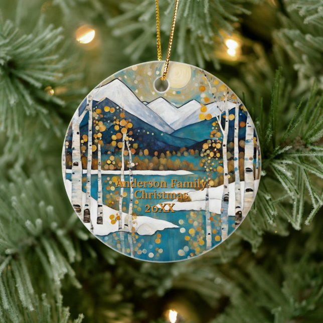 Golden Modern Aspen Mountains Ceramic Ornament (Tree)