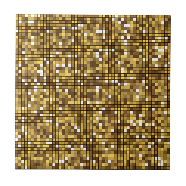 Golden Modern Decorative Geometric mosaic art Ceramic Tile (Front)