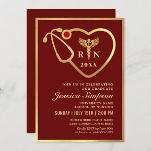 Golden Modern Nursing School Graduation Party Invitation