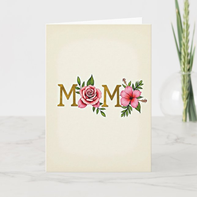 Golden Mom Floral Art Card (Front)