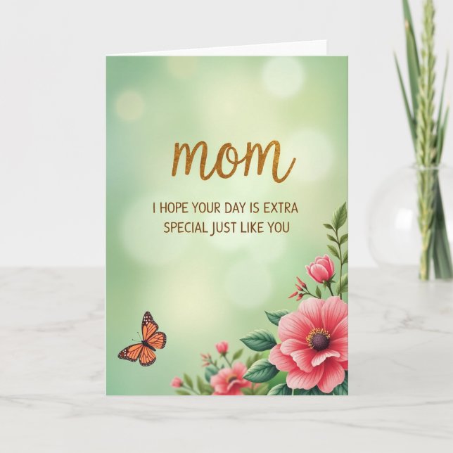 Golden Mom Floral Illustration Card (Front)