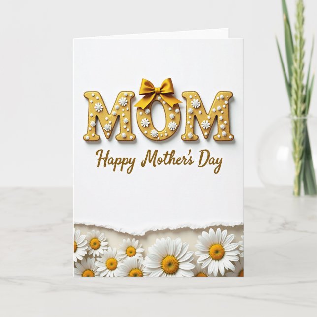 Golden Mom Floral Mothers Day Card (Front)