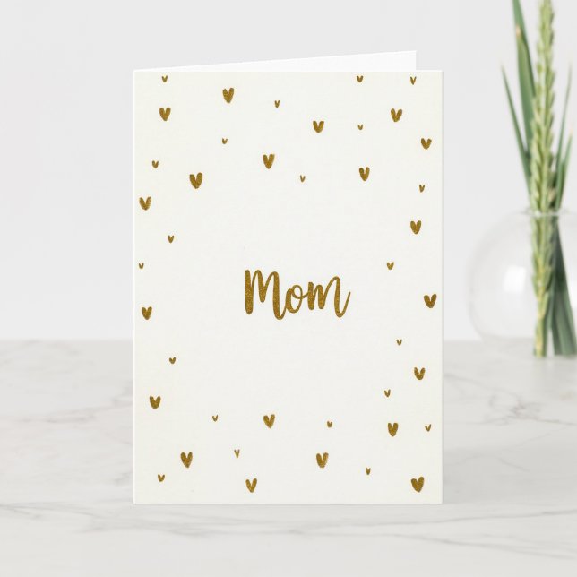 Golden Mom Glitter Heart Card (Front)