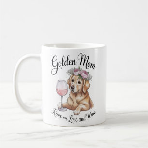 Golden Mom Mug Runs on Love and Wine Funny Dog Gif