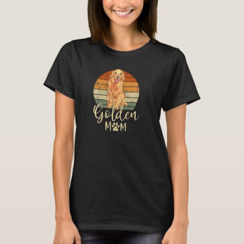Golden Mom Retro Sunset Golden Retriever Lover Dog T_Shirt
