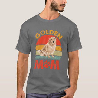 Golden Mom Retro Sunset Golden Retriever Lover Dog T-Shirt