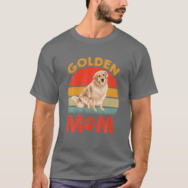 Golden Mom Retro Sunset Golden Retriever Lover Dog T-Shirt (Front)