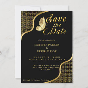 Golden Moment: Save the Date Black and Gold Theme Invitation
