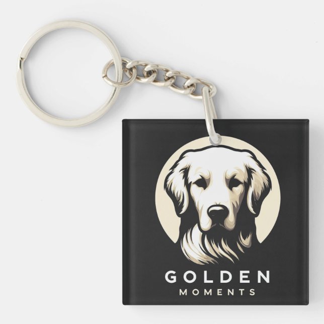 Golden Moments Sleek Minimalism Golden Retriever Keychain (Front)