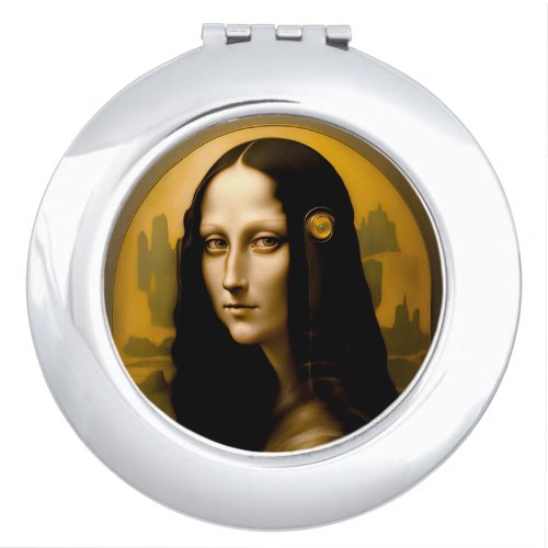 Golden Mona Lisa Cyborg Compact Mirror