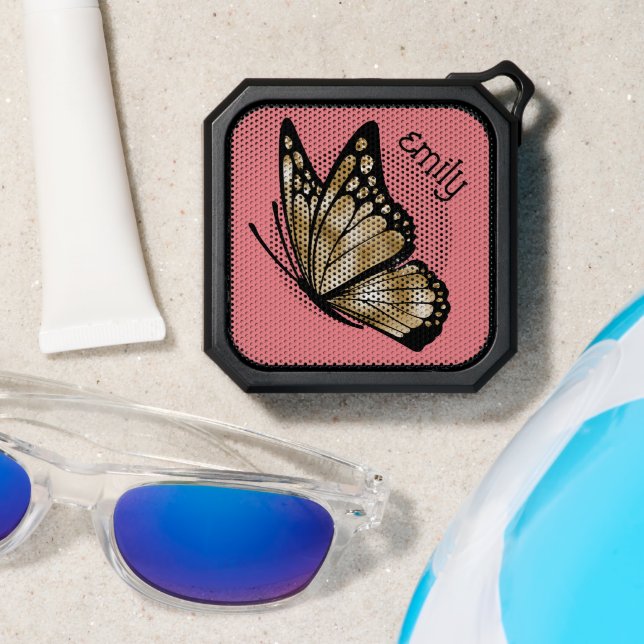 Golden Monarch Butterfly Personalized Bluetooth Speaker (Insitu(Beach))