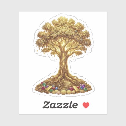Golden Money Tree of Abundance Art Sticker