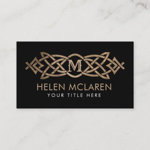 Golden Monogram Celtic Knot Ornament Business Card