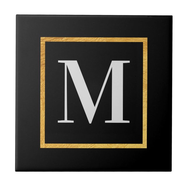 Golden Monogram Ceramic Tile (Front)