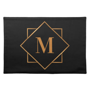 Golden Monogram Cloth Placemat