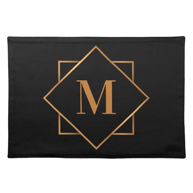 Golden Monogram Cloth Placemat (Front)