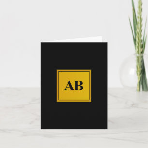Golden monogram design note card