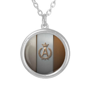 Golden Monogram Emblem A Silver Plated Necklace