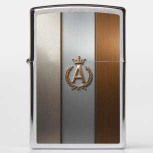 Golden Monogram Emblem A Zippo Lighter