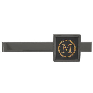 Golden Monogram Gunmetal Finish Tie Bar