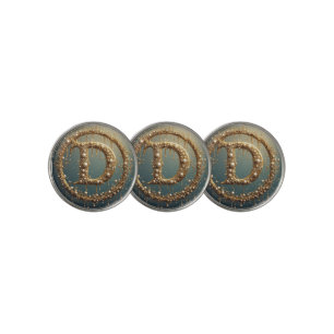 Golden Monogram Initial Letter D Golf Ball Marker