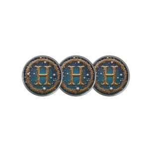 Golden Monogram Initial Letter H Golf Ball Marker