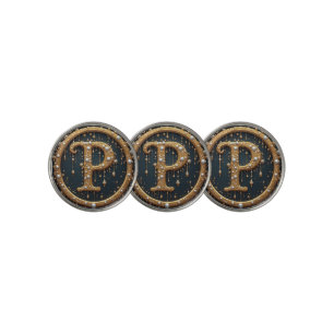 Golden Monogram Initial Letter P Golf Ball Marker