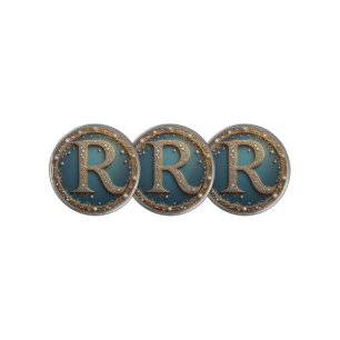 Golden Monogram Initial Letter R Golf Ball Marker