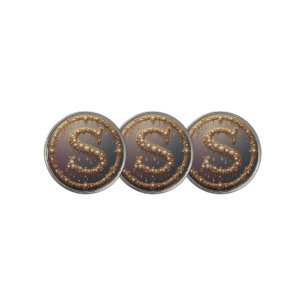 Golden Monogram Initial Letter S Golf Ball Marker