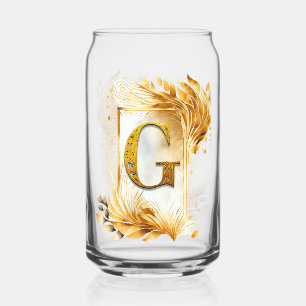 Golden Monogram Letter G Can Glass