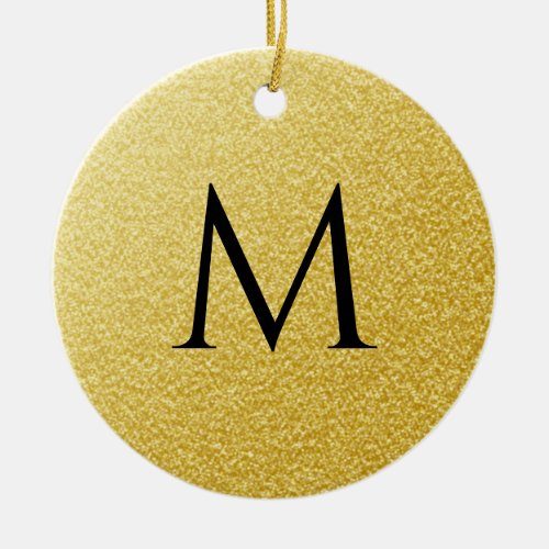Golden Monogram Letter Gold Glitter Sparkle  Ceramic Ornament