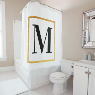 Golden Monogram Shower Curtain