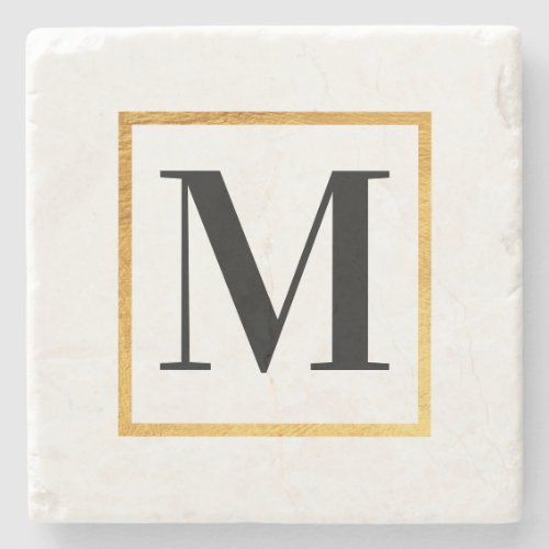 Golden Monogram Stone Coaster