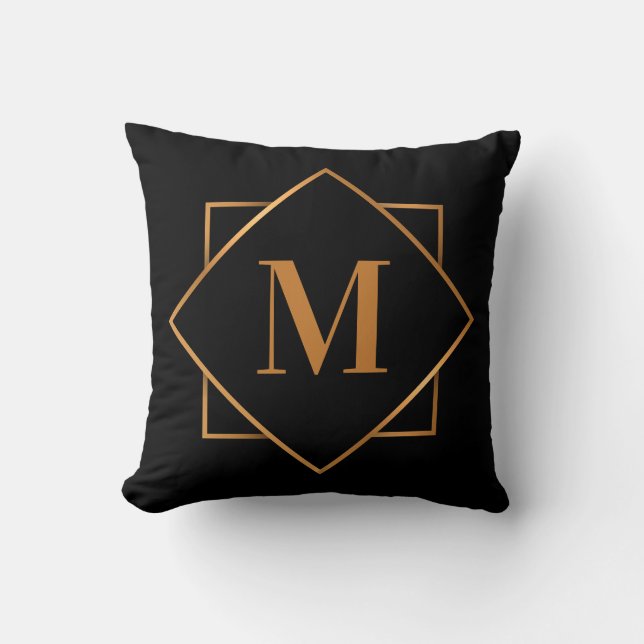 Golden Monogram Throw Pillow (Front)